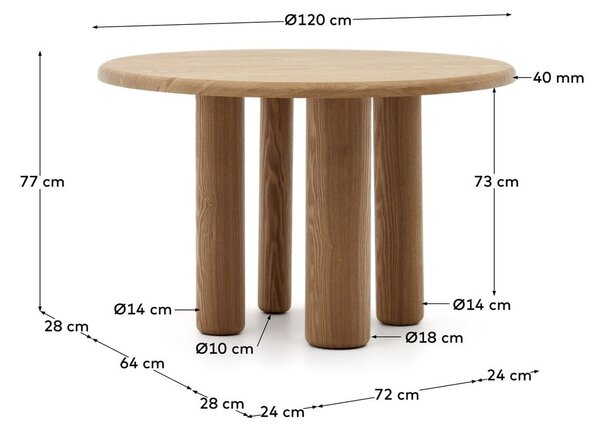 Okrągły stół w dekorze jesionu ø 120 cm Mailen – Kave Home