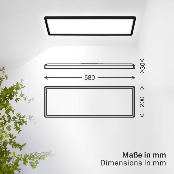 B.K. Licht Panel LED Shallow, czarny, biuro, tworzywo sztuczne