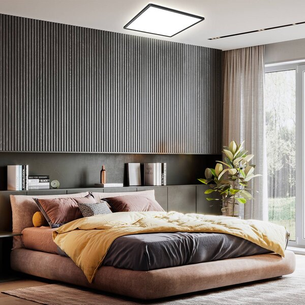 B.K. Licht Panel LED Slim, możliwość ściemniania, czarny, biuro, tworzywo sztuczne