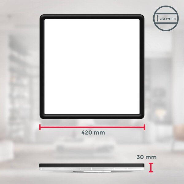 B.K. Licht Panel LED Slim, możliwość ściemniania, czarny, biuro, tworzywo sztuczne