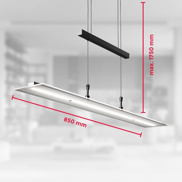 B.K. Licht Lampa wisząca Tick, możliwość ściemniania, czarny, salon / jadalnia, szkło, nowoczesny