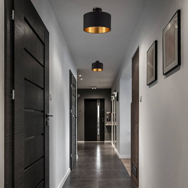 B.K. Licht Lampa sufitowa Kari, możliwość ściemniania, czarny, salon / jadalnia, tkanina / materiał / jedwab, nowoczesny