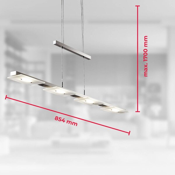 B.K. Licht Lampa wisząca Dina, aluminiowy / szary / cynkowy, salon / jadalnia, metal, nowoczesny