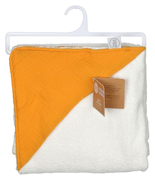 Żółty muślinowy ręcznik dziecięcy z kapturem 75x75 cm – Bébé Douceur