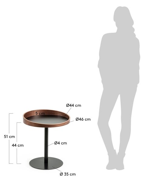 Okrągły stolik z blatem w dekorze orzecha ø 46 cm Kaori – Kave Home