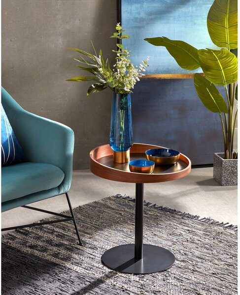 Okrągły stolik z blatem w dekorze orzecha ø 46 cm Kaori – Kave Home
