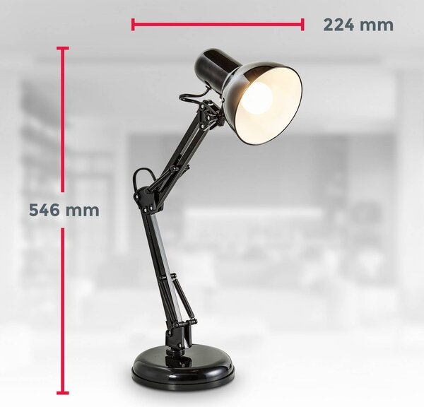 B.K. Licht Lampa stołowa Hera, czarny, biuro, metal