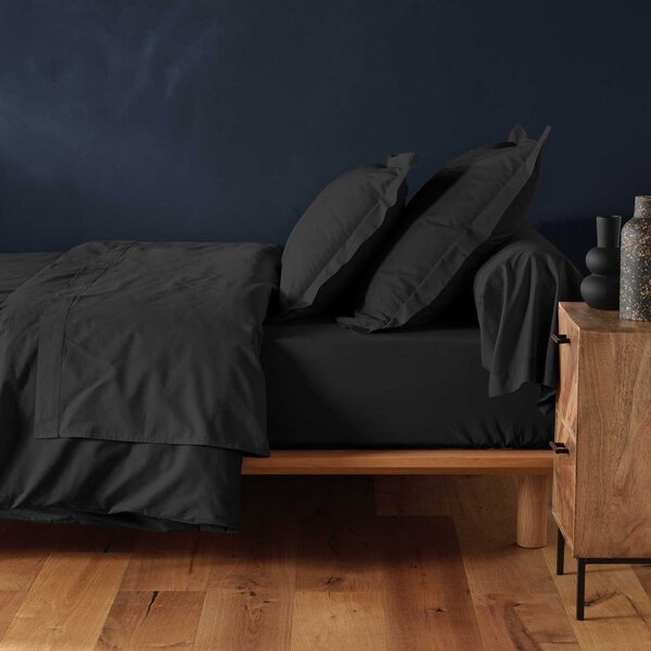 Czarne bawełniane prześcieradło z gumką 90x190 cm Lina – douceur d'intérieur