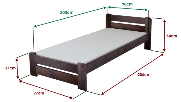 Łóżko Laura 90 x 200 cm, orzech Stelaż: Bez stelaża, Materac: Bez materaca