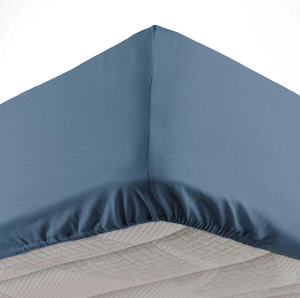 Niebieskie prześcieradło z mikrowłókna z gumką 90x190 cm Oscar – douceur d'intérieur