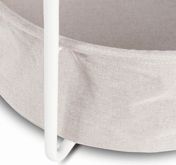 Stolik Kawowy z Koszem VARANO 55 cm Biały/Beżowy Nowoczesny