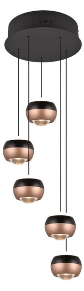 Lampa wisząca LED w czarno-miedzianym kolorze z metalowym kloszem ø 30 cm Orbit – Trio Select