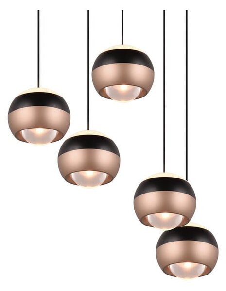 Lampa wisząca LED w czarno-miedzianym kolorze z metalowym kloszem ø 30 cm Orbit – Trio Select