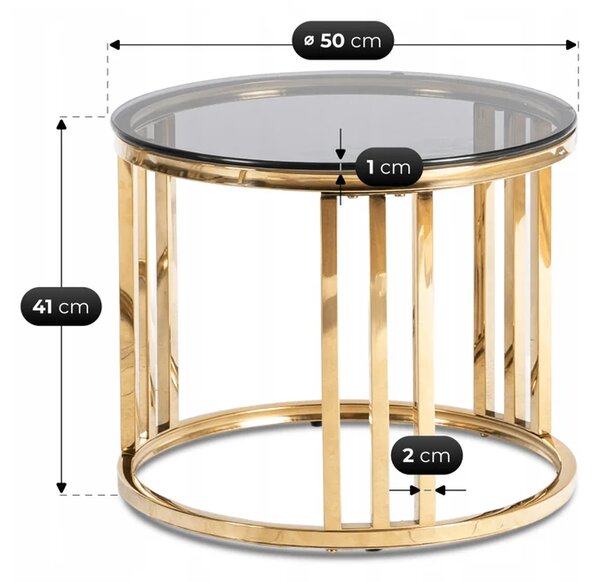 Zestaw Stolików Kawowych TRITON 70 cm/50 cm Szary/Złoty Glamour