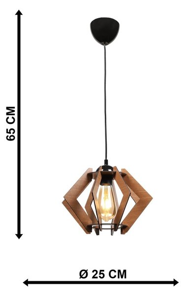 Czarna lampa sufitowa z drewnianym kloszem – Squid Lighting