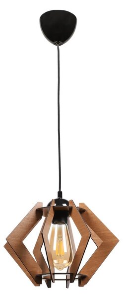 Czarna lampa sufitowa z drewnianym kloszem – Squid Lighting
