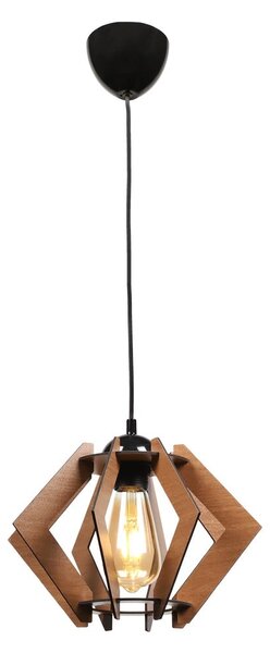 Czarna lampa sufitowa z drewnianym kloszem – Squid Lighting
