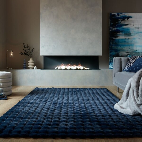 Ciemnoniebieska syntetyczna skóra 80x150 cm Waffle Faux Fur – Flair Rugs