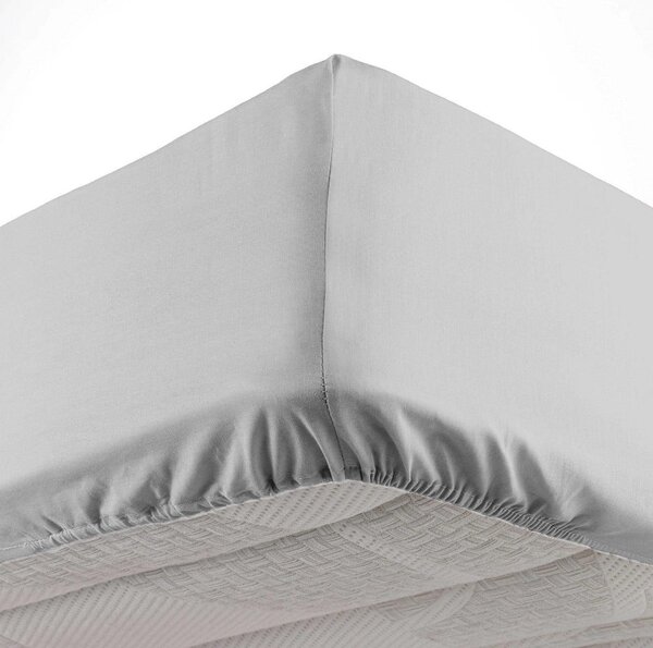 Jasnoszare prześcieradło z mikrowłókna z gumką 90x190 cm Oscar – douceur d'intérieur
