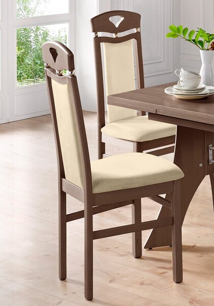 Eleganckie kremowe krzesła z ramą wenge - 2 sztuki