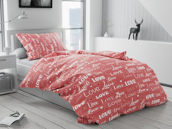 Pościel bawełniana Love czerwona Rozmiar pościeli: 70 x 90 cm | 140 x 220 cm