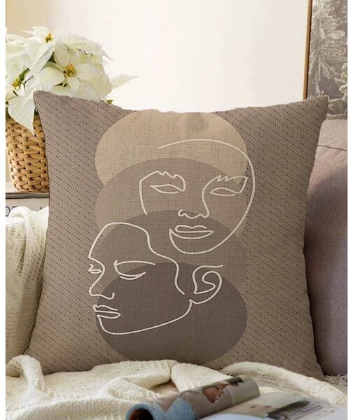 Brązowa poszewka na poduszkę z domieszką bawełny Minimalist Cushion Covers Chenille, 55x55 cm