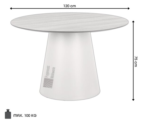 BOSCO Dąb Naturalny/noga beżowa (Kaszmir) - OKRĄGŁY STÓŁ 120 cm DO KUCHNI JADALNI SALONU FORNIR