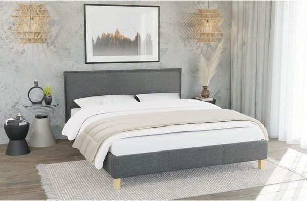 Ciemnoszare tapicerowane łóżko ze stelażem 90x200 cm Tina – Ropez