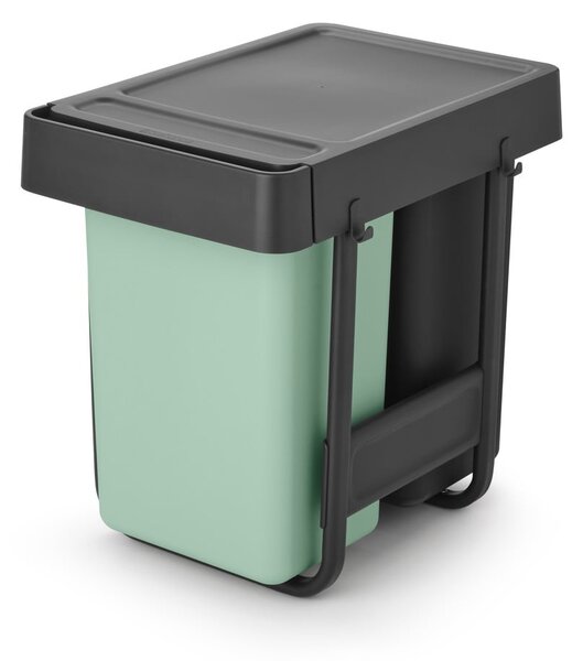 Miętowo-ciemnoszary plastikowy kosz na śmieci do segregacji odpadów do zabudowy 30 l Sort&Go – Brabantia