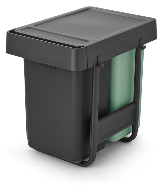 Miętowo-ciemnoszary plastikowy kosz na śmieci do segregacji odpadów do zabudowy 30 l Sort&Go – Brabantia