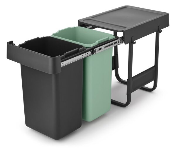 Miętowo-ciemnoszary plastikowy kosz na śmieci do segregacji odpadów do zabudowy 30 l Sort&Go – Brabantia