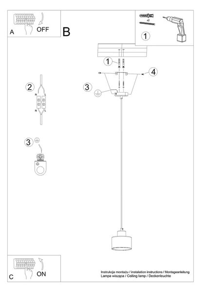 Czarna lampa wisząca ø 12 cm Alastro – Sollux