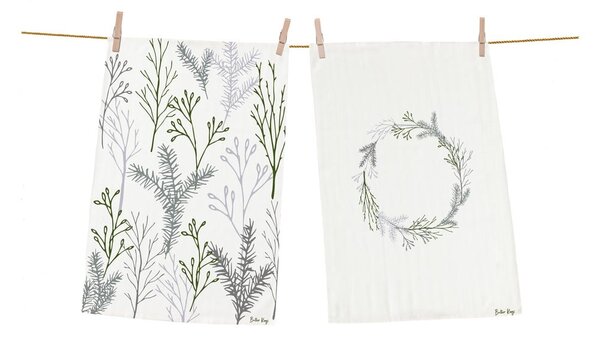 Bawełniane ścierki zestaw 2 szt. 50x70 cm Christmas Twigs – Butter Kings