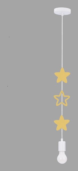 Żółty/biały żyrandol dziecięcy z metalowym kloszem Single – Candellux Lighting