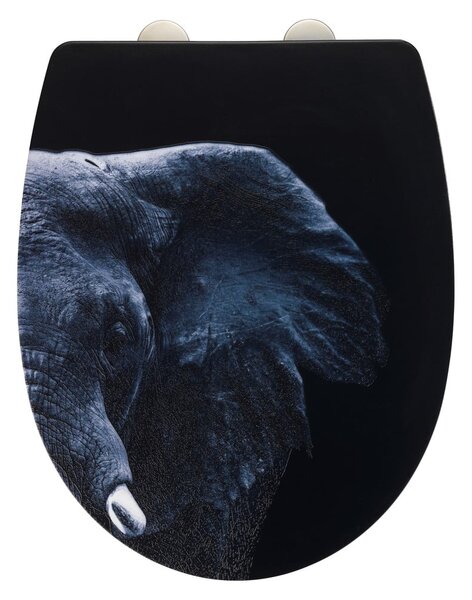 Czarna deska sedesowa ze stali nierdzewnej Wenko Elephant