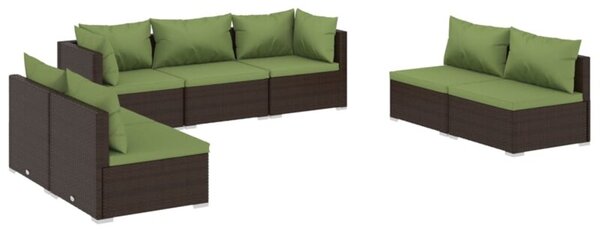 Zestaw Mebli Ogrodowych Komplet Wypoczynkowy Z Poduszkami 7-Częściowy Brązowy Rattan Na Taras Balkon Ogród