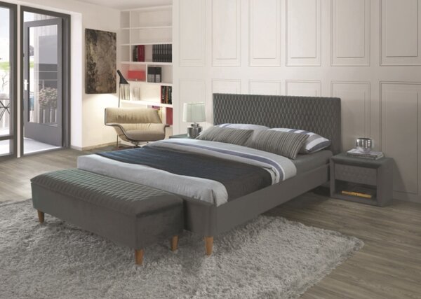 Łóżko tapicerowane AZURRO VELVET 160 x 200 cm beżowe