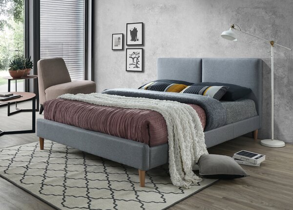 Łóżko tapicerowane ACOMA 160 x 200 cm szare