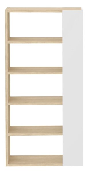 Biały regał z blatem w dekorze dębu 90x188 cm Ella – TemaHome