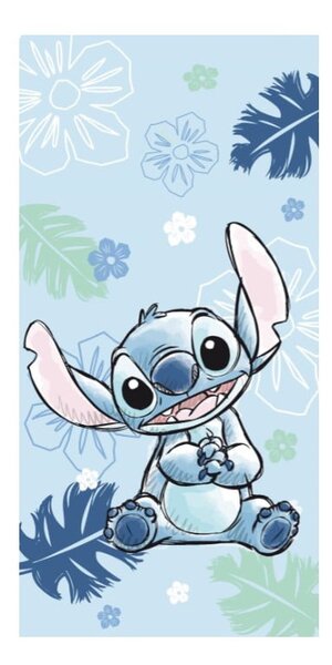 Niebieski bawełniany ręcznik dziecięcy 70x140 cm Lilo and Stitch "Ohana Blue" – Jerry Fabrics