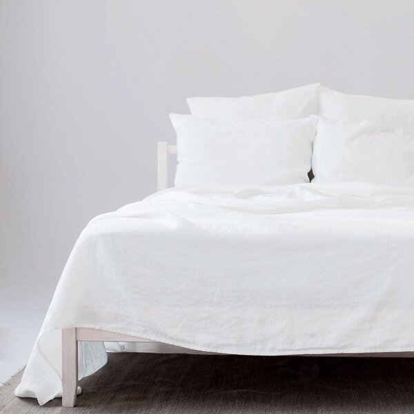 Białe prześcieradło z mieszanki lnu 230x270 cm – Linen Tales