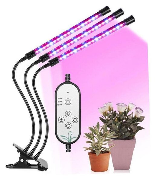 HADEX LED Ściemniana lampk stołowa z klipsem do uprawy roślin LED/12W/5V HD0428
