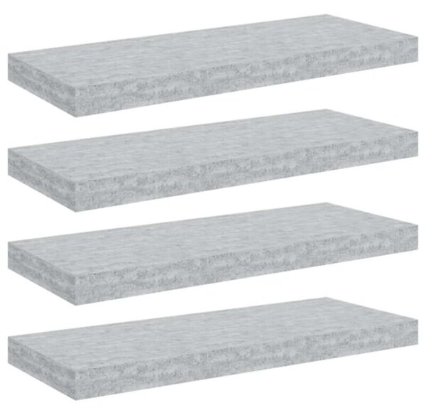 Półki ścienne, 4 szt., szarość betonu, 60 x 23,5 x 3,8 cm, mdf
