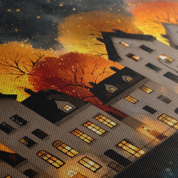 Obraz świąteczna wioska pod gwiazdami