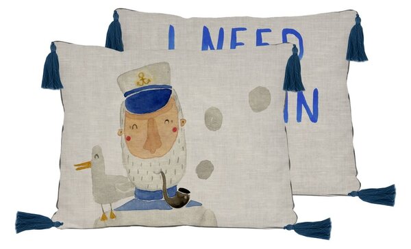 Poduszka z domieszką lnu Little Nice Things Captain, 50x35 cm