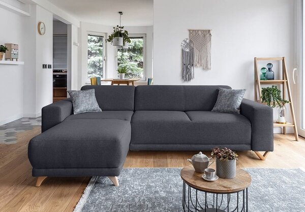 Antracytowy rozkładany/ze schowkiem narożnik Classy Sophie – Miuform