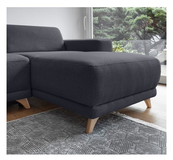 Antracytowy rozkładany/ze schowkiem narożnik Classy Sophie – Miuform