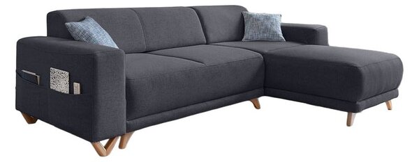 Antracytowy rozkładany/ze schowkiem narożnik Classy Sophie – Miuform