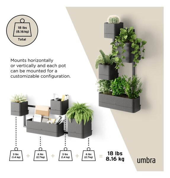 Plastikowe doniczki wiszące na zioła zestaw 4 szt. Cubiko – Umbra