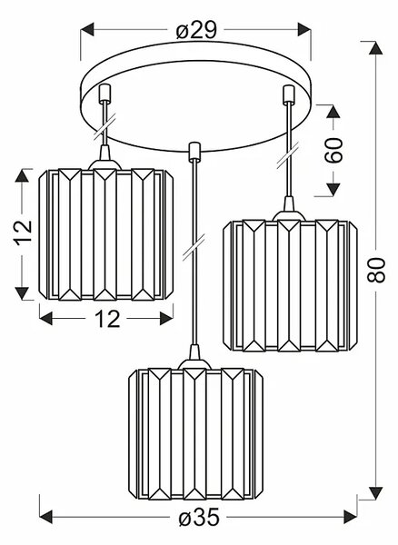 Nowoczesna potrójna lampa wisząca - 5X D194 A0-C29